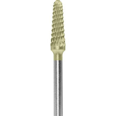 Made in USA - 7mm Cut Diam, 0.0925" Shank Diam, Cone Head Double Cut Burr - Carbide, 13mm LOC, 51mm OAL - Exact Tool & Supply