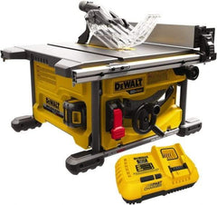 DeWALT - 8-1/4" Blade Diam, Table Saw - 5,800 RPM, 19-1/16" Table Depth x 19-1/16" Table Width, 60 Volts, 3/8" Arbor - Exact Tool & Supply