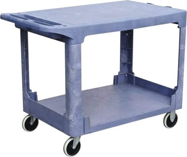 Value Collection - 500 Lb Capacity, 26" Wide x 46" Long x 33" High Shelf Cart - 2 Shelf, Plastic, 2 Rigid/2 Swivel Casters - Exact Tool & Supply