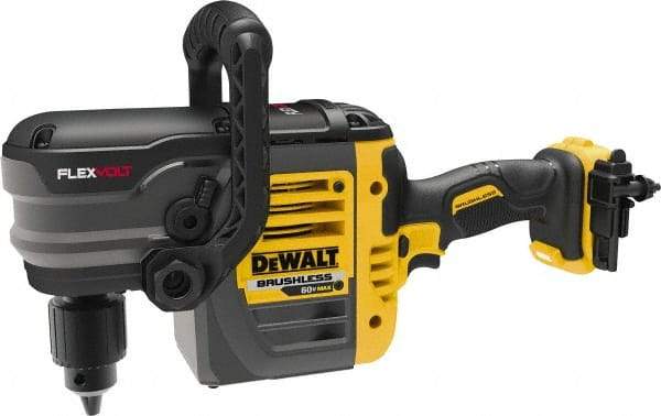 DeWALT - 60 Volt 1/2" Chuck Right Angle Handle Cordless Drill - 0-300 & 0-1200 RPM, Keyed Chuck, Lithium-Ion Batteries Not Included - Exact Tool & Supply