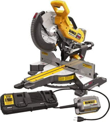 DeWALT - 15 Amp, 120 Volt, 3,800 RPM, 60° Right & 50° Left Double Bevel Sliding Miter Saw - 5/8 or 1" Arbor, 12" Blade Diam, Includes DHS790 Sliding Miter Saw, (2) DCB606 FLEXVOLT Batteries, DCA120 120V Adaptor & DCA132 Charger - Exact Tool & Supply