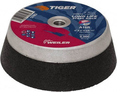 Weiler - 6" Diam, 5/8" Hole Size, 2" Overall Thickness, 16 Grit, Type 11 Tool & Cutter Grinding Wheel - Very Coarse Grade, Aluminum Oxide, R Hardness, Resinoid Bond, 6,000 RPM - Exact Tool & Supply