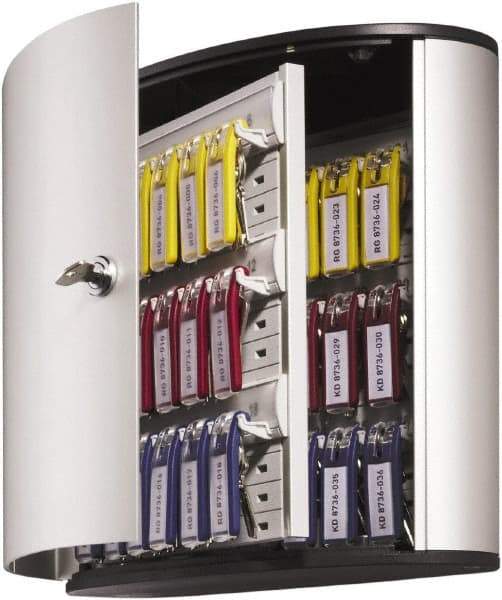 DURABLE - 36 Keys, Silver Key Storage Cabinet - 11-3/4" Wide x 4-5/8" Deep x 11" High - Exact Tool & Supply