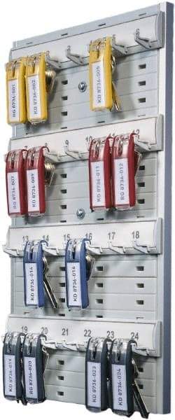 DURABLE - 24 Keys, Gray Key Rack - 8-3/8" Wide x 1-3/8" Deep x 14-1/8" High - Exact Tool & Supply