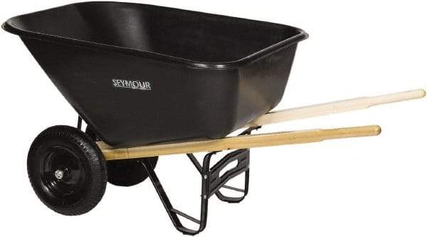SEYMOUR-MIDWEST - 10 Cu Ft Capacity Wheelbarrow with 8" Pneumatic Wheel - Wood Handle, 59-3/4" Long x 35-1/4" Wide x 19-1/4" High, Black - Exact Tool & Supply
