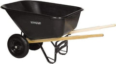 SEYMOUR-MIDWEST - 10 Cu Ft Capacity Wheelbarrow with 8" Pneumatic Wheel - Wood Handle, 59-3/4" Long x 35-1/4" Wide x 19-1/4" High, Black - Exact Tool & Supply