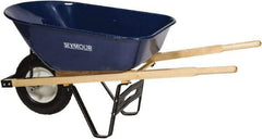 SEYMOUR-MIDWEST - 6 Cu Ft Capacity Wheelbarrow with 8" Pneumatic Wheel - Wood Handle, 59-3/4" Long x 25" Wide x 13-1/4" High, Blue - Exact Tool & Supply