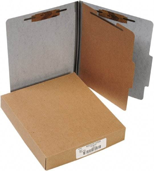 ACCO - 11 x 8 1/2", Letter Size, Gray, File Folders with Top Tab - Right of Center Tab Cut Location - Exact Tool & Supply