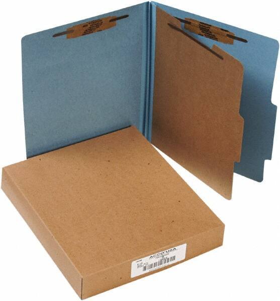 ACCO - 11 x 8 1/2", Letter Size, Sky Blue, File Folders with Top Tab - Right of Center Tab Cut Location - Exact Tool & Supply