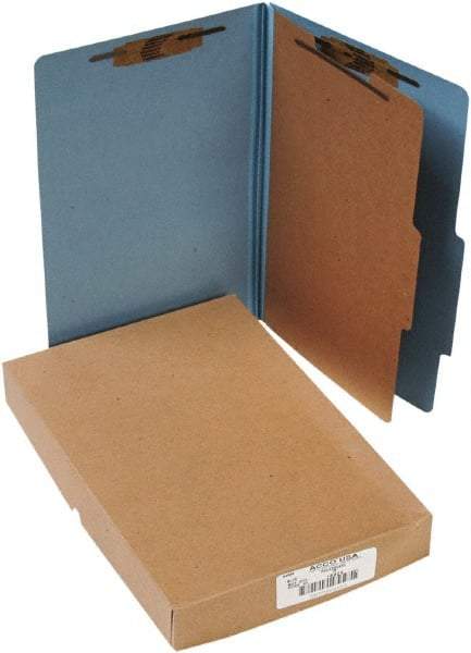 ACCO - 14 x 8 1/2", Legal, Sky Blue, File Folders with Top Tab - Right of Center Tab Cut Location - Exact Tool & Supply