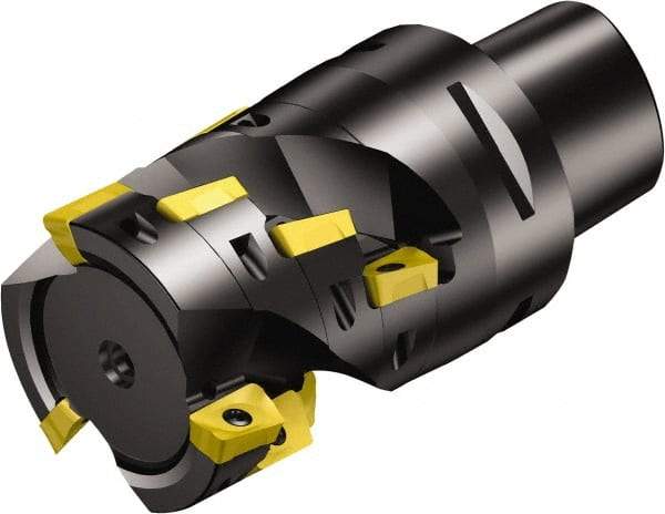Sandvik Coromant - 8 Inserts, 44mm Cut Diam, 50mm Arbor Diam, 57mm Max Depth of Cut, Indexable Square-Shoulder Face Mill - 122.6mm High, R390-18.. Insert Compatibility, Through Coolant, Series CoroMill 390 - Exact Tool & Supply