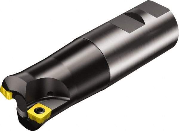 Sandvik Coromant - 2 Inserts, 11.3mm Cut Diam, 1" Arbor Diam, 1.2mm Max Depth of Cut, Indexable Square-Shoulder Face Mill - 10° Lead Angle, 130.5725mm High, R210-090412M Insert Compatibility, Through Coolant, Series CoroMill 210 - Exact Tool & Supply