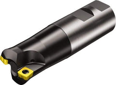 Sandvik Coromant - 2 Inserts, 11.3mm Cut Diam, 1" Arbor Diam, 1.2mm Max Depth of Cut, Indexable Square-Shoulder Face Mill - 10° Lead Angle, 130.5725mm High, R210-090412M Insert Compatibility, Through Coolant, Series CoroMill 210 - Exact Tool & Supply