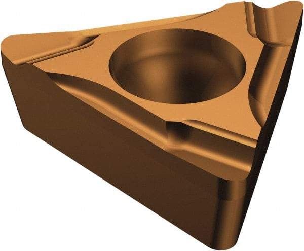 Sandvik Coromant - TCGT21.5 K Grade 1125 Carbide Turning Insert - TiAlN/AlCr2O3 Finish, 60° Triangle, 1/4" Inscr Circle, 3/32" Thick, 0.2mm Corner Radius - Exact Tool & Supply