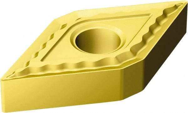 Sandvik Coromant - DNMG442 QM Grade 2025 Carbide Turning Insert - TiCN/Al2O3/TiN Finish, 55° Diamond, 1/2" Inscr Circle, 1/4" Thick, 1/32" Corner Radius - Exact Tool & Supply