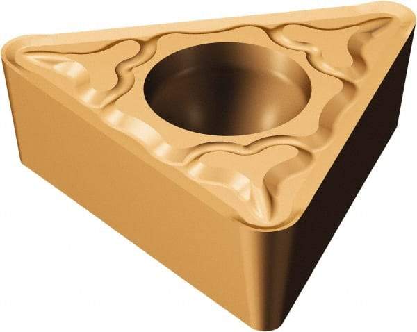 Sandvik Coromant - TCMT222 MM Grade 1125 Carbide Turning Insert - TiAlN/AlCr2O3 Finish, 60° Triangle, 1/4" Inscr Circle, 1/8" Thick, 1/32" Corner Radius - Exact Tool & Supply