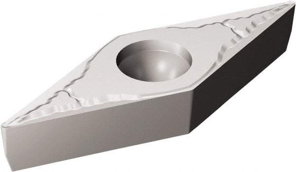 Sandvik Coromant - VBMT333 KM Grade H13A Carbide Turning Insert - Uncoated, 35° Diamond, 3/8" Inscr Circle, 3/16" Thick, 3/64" Corner Radius - Exact Tool & Supply