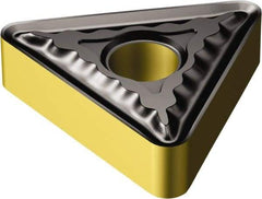 Sandvik Coromant - TNMG332 QM Grade 2025 Carbide Turning Insert - TiCN/Al2O3/TiN Finish, 60° Triangle, 3/8" Inscr Circle, 3/16" Thick, 1/32" Corner Radius - Exact Tool & Supply