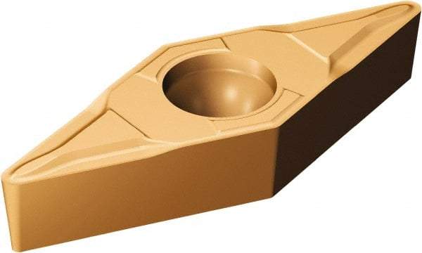 Sandvik Coromant - VCMT221 MF Grade 1125 Carbide Turning Insert - TiAlN/AlCr2O3 Finish, 35° Diamond, 1/4" Inscr Circle, 1/8" Thick, 1/64" Corner Radius - Exact Tool & Supply