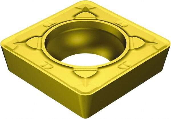 Sandvik Coromant - SCMT432 MR Grade 2025 Carbide Turning Insert - TiCN/Al2O3/TiN Finish, 90° Square, 1/2" Inscr Circle, 3/16" Thick, 1/32" Corner Radius - Exact Tool & Supply