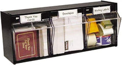 Deflect-o - 3 Compartment, 23-5/8 Inch Wide x 7-3/4 Inch Deep x 9-1/2 Inch High, Desk Top Organizer - Plastic, Black and Clear - Exact Tool & Supply