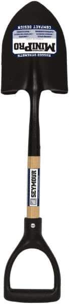 SEYMOUR-MIDWEST - 8" High x 6" Wide Round Steel Shovel - 27" Long Wood D-Grip Handle, Front Turned - Exact Tool & Supply
