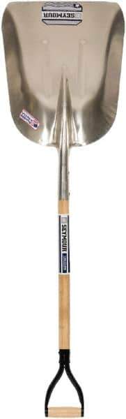 SEYMOUR-MIDWEST - 20" High x 15-1/8" Wide Square Aluminum Scoop - 36" Long Wood D-Grip Handle, No Step - Exact Tool & Supply