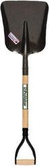 SEYMOUR-MIDWEST - 14" High x 11-1/4" Wide Square Steel Scoop - 26" Long Wood D-Grip Handle, No Step - Exact Tool & Supply