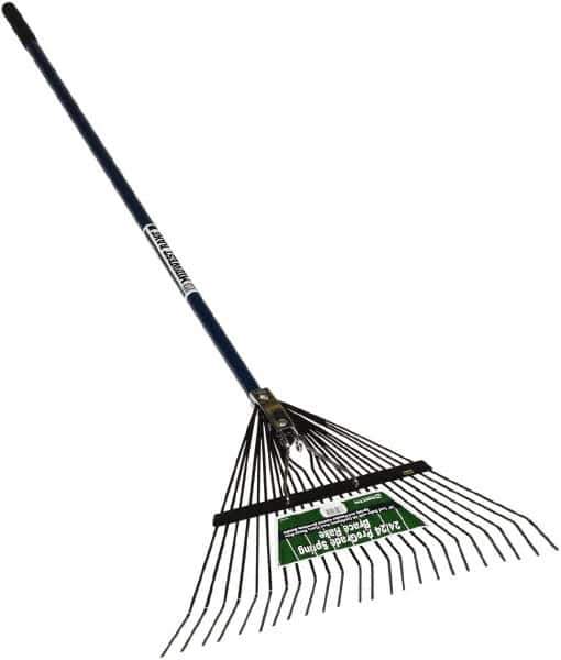 SEYMOUR-MIDWEST - Spring Brace Rake with 54" Straight Aluminum Handle - 1/2" Blade Width, 24 Tines, 13" Tine Length - Exact Tool & Supply