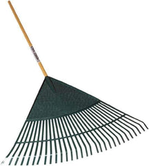 SEYMOUR-MIDWEST - Leaf Rake with 48" Straight Wood Handle - 1/2" Blade Width, 30 Tines, 21" Tine Length - Exact Tool & Supply