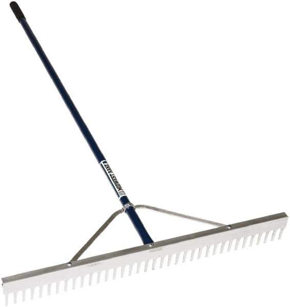 SEYMOUR-MIDWEST - Landscape Rake with 66" Straight Aluminum Handle - 1/2" Blade Width, 24 Tines, 2-1/2" Tine Length - Exact Tool & Supply