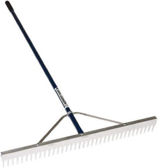 SEYMOUR-MIDWEST - Landscape Rake with 66" Straight Aluminum Handle - 1/2" Blade Width, 24 Tines, 2-1/2" Tine Length - Exact Tool & Supply
