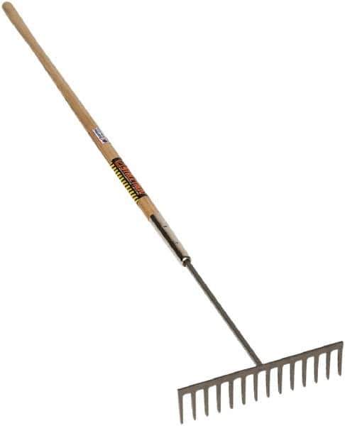 SEYMOUR-MIDWEST - Asphalt Rake with 60" Straight Wood Handle - 1/2" Blade Width, 14 Tines, 3-1/2" Tine Length - Exact Tool & Supply