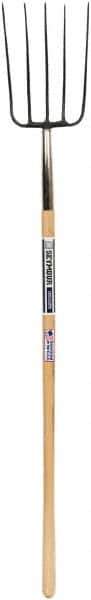 SEYMOUR-MIDWEST - Manure Fork with 54" Straight Wood Handle - 1/2" Blade Width, 5 Tines, 14" Tine Length - Exact Tool & Supply