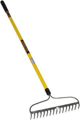 SEYMOUR-MIDWEST - Bow Rake with 60" Straight Fiberglass Handle - 1/2" Blade Width, 16 Tines, 3" Tine Length - Exact Tool & Supply