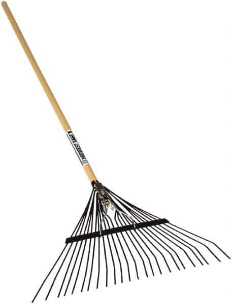 SEYMOUR-MIDWEST - Leaf Rake with 54" Straight Wood Handle - 1/2" Blade Width, 24 Tines, 10" Tine Length - Exact Tool & Supply