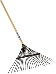 SEYMOUR-MIDWEST - Leaf Rake with 54" Straight Wood Handle - 1/2" Blade Width, 24 Tines, 10" Tine Length - Exact Tool & Supply