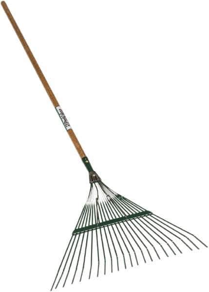 SEYMOUR-MIDWEST - Leaf Rake with 48" Straight Wood Handle - 1/2" Blade Width, 22 Tines, 16" Tine Length - Exact Tool & Supply