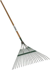 SEYMOUR-MIDWEST - Leaf Rake with 48" Straight Wood Handle - 1/2" Blade Width, 22 Tines, 16" Tine Length - Exact Tool & Supply
