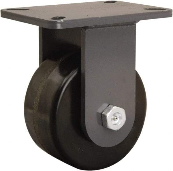 Hamilton - 6" Diam x 3" Wide x 8" OAH Top Plate Mount Rigid Caster - Phenolic, 2,000 Lb Capacity, Tapered Roller Bearing, 5-1/4 x 7-1/4" Plate - Exact Tool & Supply
