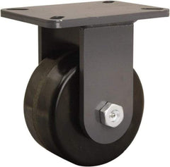 Hamilton - 6" Diam x 3" Wide x 8" OAH Top Plate Mount Rigid Caster - Phenolic, 2,000 Lb Capacity, Tapered Roller Bearing, 5-1/4 x 7-1/4" Plate - Exact Tool & Supply