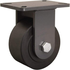 Hamilton - 6" Diam x 3" Wide x 8" OAH Top Plate Mount Rigid Caster - Nylon, 5,400 Lb Capacity, Precision Ball Bearing, 5-1/4 x 7-1/4" Plate - Exact Tool & Supply