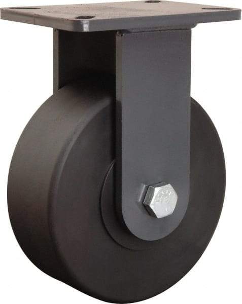 Hamilton - 10" Diam x 3" Wide x 12-1/2" OAH Top Plate Mount Rigid Caster - Nylon, 5,000 Lb Capacity, Precision Ball Bearing, 5-1/4 x 7-1/4" Plate - Exact Tool & Supply