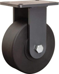 Hamilton - 10" Diam x 3" Wide x 12-1/2" OAH Top Plate Mount Rigid Caster - Nylon, 5,000 Lb Capacity, Precision Ball Bearing, 5-1/4 x 7-1/4" Plate - Exact Tool & Supply