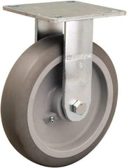 Hamilton - 8" Diam x 2" Wide x 9-1/2" OAH Top Plate Mount Rigid Caster - Rubber Mold on Polyolefin, 500 Lb Capacity, Straight Roller Bearing, 5 x 5-1/2" Plate - Exact Tool & Supply