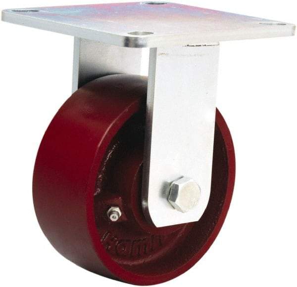 Hamilton - 5" Diam x 2" Wide x 6-1/2" OAH Top Plate Mount Rigid Caster - Cast Iron, 900 Lb Capacity, Sealed Precision Ball Bearing, 5 x 5-1/2" Plate - Exact Tool & Supply