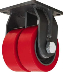Hamilton - 12" Diam x 4" Wide x 15-1/2" OAH Top Plate Mount Dual Rigid Caster - Polyurethane Mold on Forged Steel, 14,400 Lb Capacity, Tapered Roller Bearing, 8-1/2 x 8-1/2" Plate - Exact Tool & Supply