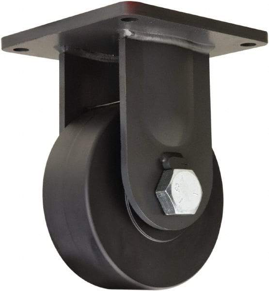 Hamilton - 8" Diam x 3" Wide x 11" OAH Top Plate Mount Rigid Caster - Nylon, 7,200 Lb Capacity, Precision Ball Bearing, 8-1/2 x 8-1/2" Plate - Exact Tool & Supply