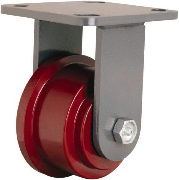 Hamilton - 3-1/2" Diam x 5-3/8" OAH Top Plate Mount Rigid Track - Iron, 1,400 Lb Capacity, Straight Roller Bearing, 4-1/2 x 6-1/2" Plate - Exact Tool & Supply