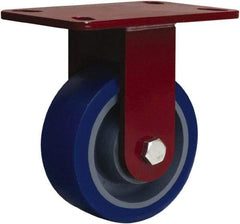 Hamilton - 5" Diam x 2" Wide x 6-3/4" OAH Top Plate Mount Rigid Caster - Polyurethane Mold onto Cast Iron Center, 840 Lb Capacity, Tapered Roller Bearing, 4-1/2 x 6-1/2" Plate - Exact Tool & Supply